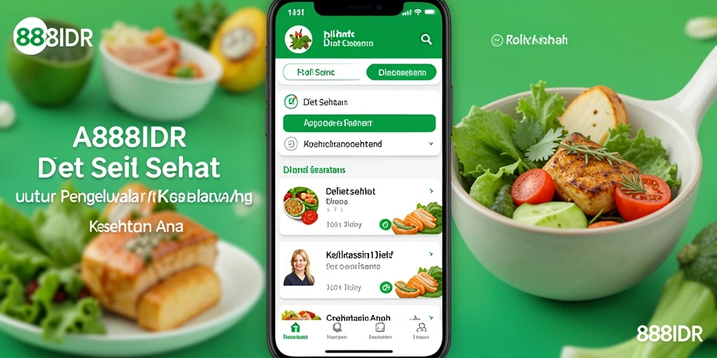 Tampilan antarmuka aplikasi Diet Sehat 888IDR yang menarik