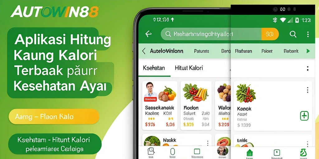 Antarmuka aplikasi AUTOWIN88 yang informatif untuk penghitungan kalori.