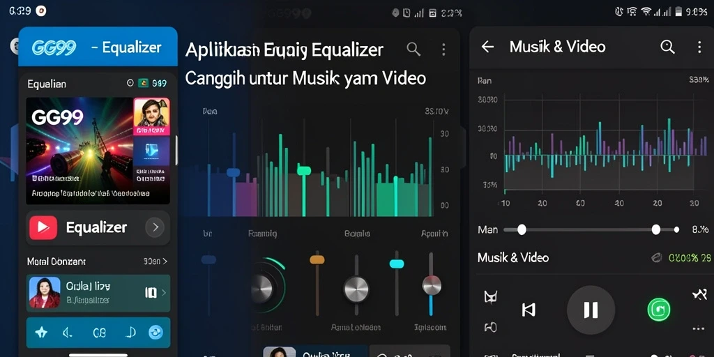 Antarmuka GG99 dengan pengaturan Equalizer yang mudah digunakan.