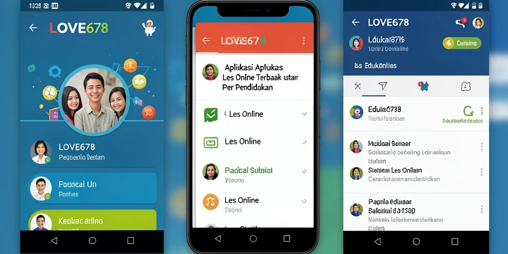 Antarmuka aplikasi LOVE678 memperlihatkan fitur belajar Les Online yang interaktif.
