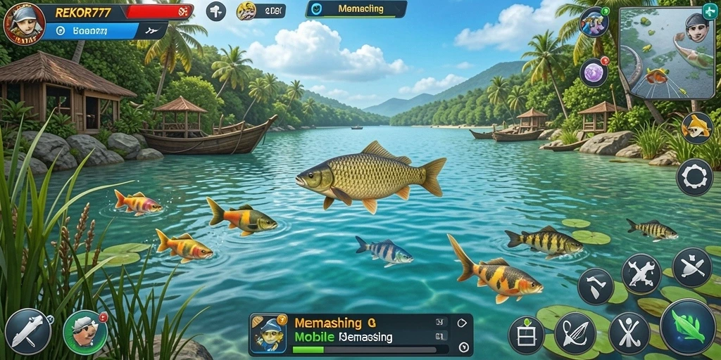 Antarmuka menarik dan mudah digunakan dalam game Memancing.